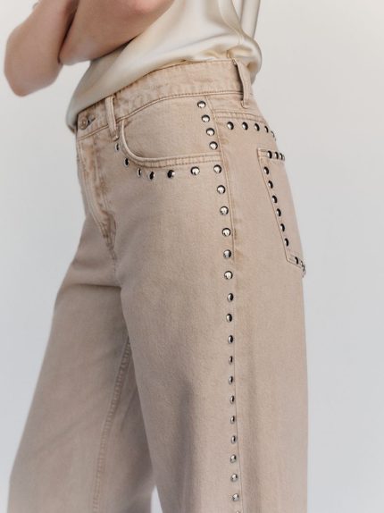 Petoskey Studded Cary Low Rise Slouchy Wide Leg Jeans