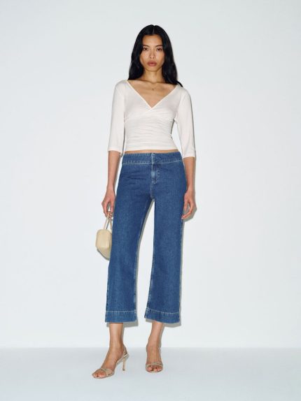 Faxa Kat Low Rise Straight Cropped Jeans