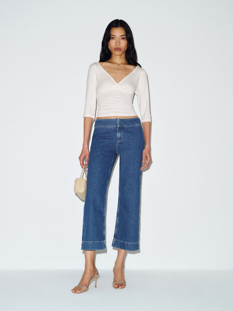 Faxa Kat Low Rise Straight Cropped Jeans