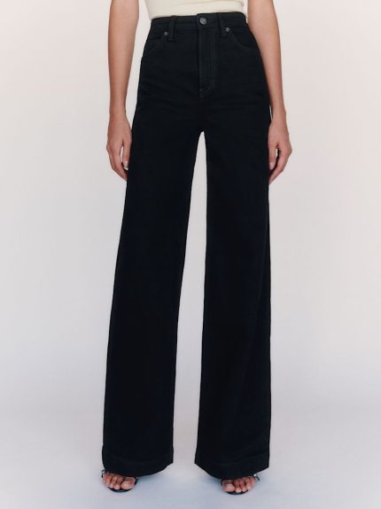 Black Bex Super Stretch High Rise Wide Leg Jeans