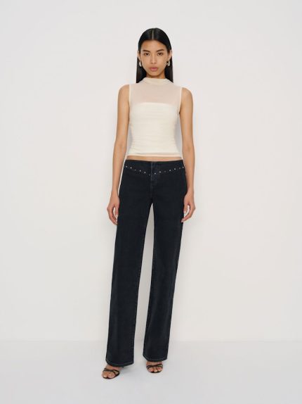 Volta Studded Rayla Super Stretch Low Rise Straight Jeans
