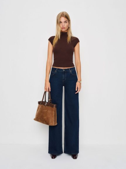 Reservoir Greta Super Stretch Low Rise Wide Leg Jeans