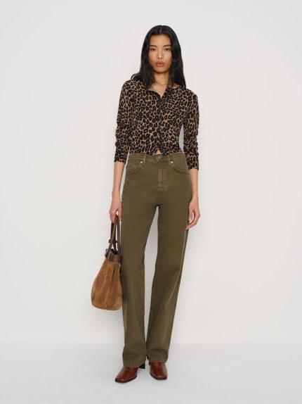 Vintage Dark Olive Val 90s Mid Rise Straight Jeans
