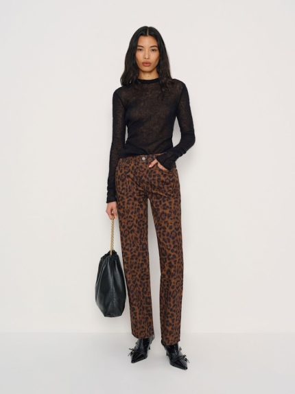 Dark Leopard Charlee Low Rise Straight Leg Jeans